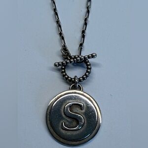 Sterling Silver “S” Initial Pendant Necklace 18” 925